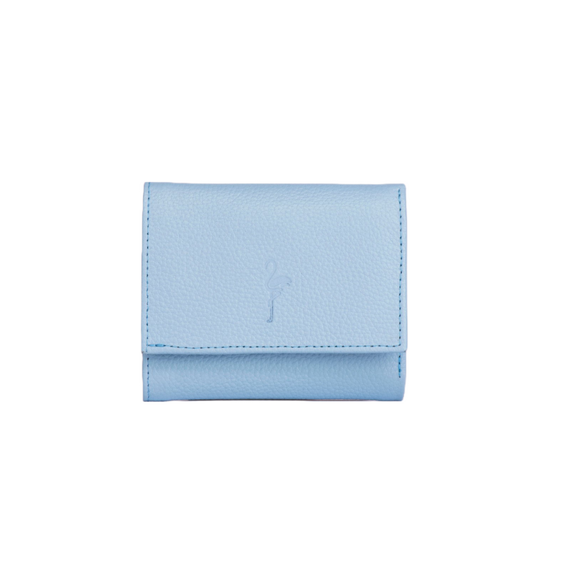 Billetera para mujer, azul claro con piñas